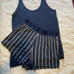 Tommy John Navy and White Striped Pajama Set Second Skin Small